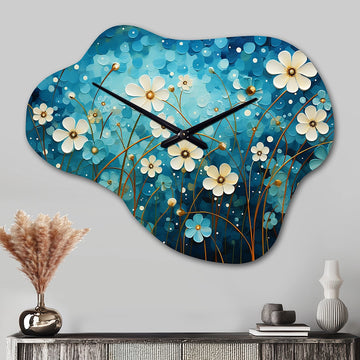 Turquoise Tranquility VIII - Asymmetric Metal Wall Clock